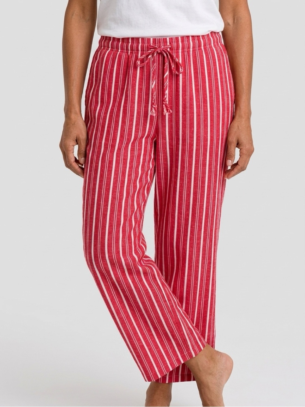 ASOS Design Petite Red White Stripe Wide Leg Pants Size LP